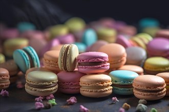 Colorful French Macaron sweets. KI generiert, generiert AI generated