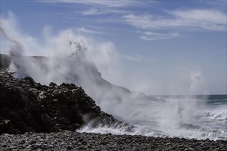 Surf, spray, coast on Fuerteventura, Canary Islands, Spain, Europe