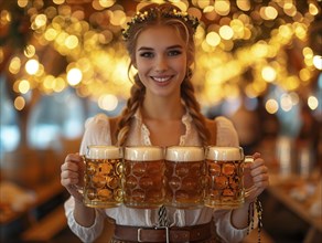 Oktoberfest, beer garden celebrations in the beer tent, AI generated