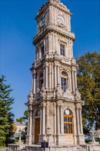 Four story clock tower in Istanbul park commissioned by Sultan Abdulhamid II in the early 19th