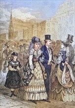 Strolling crowd on Fifth Avenue in New York in the 1870s. From American Pictures Drawn With Pen And