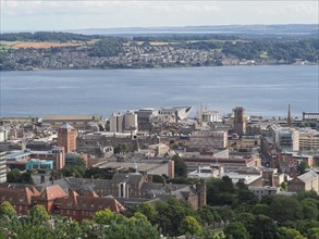 Aerial view of Dundee from Law hill, UK