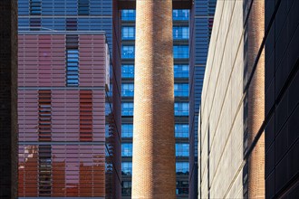 Detail of a facade of a modern building in Poblenou in Barcelona in Spain