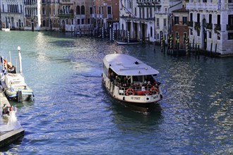 Vaporetti on the Grand Canal, Venice, Veneto, Italy, Europe