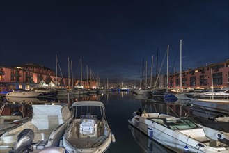 The old harbour in the evening, Genoa, Italy, Europe