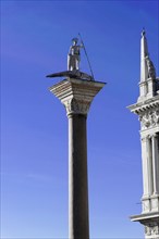 St Theodore, statue in St Mark's Square, Piazzetta dei Leoncini, San Marco, Venice, Venice, Italy,