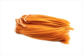 Orange braid isolated on white background. Side view, close up