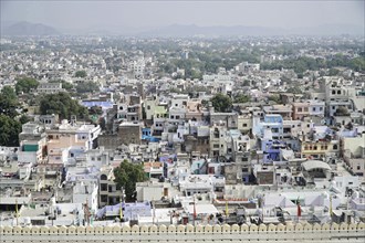 District view of Udaipur, view from the City Palace, Rajasthan, India, Asia