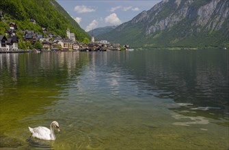 Hallstatt, a charming village on the Hallstattersee lake and a famous tourist attraction, with