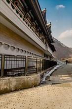 Rear view of large building at Buddhist temple in South Korea