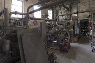 Engine room of a metal powder mill, founded around 1900, Igensdorf, Upper Franconia, Bavaria,