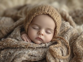 A newborn baby nestled in warm blankets, ai generated, AI generated