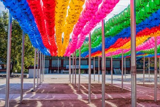 Oriental paper lanterns in vivid colors at Buddhist temple in Gimje-si, South Korea, Asia