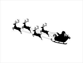 Silhouette of Santa in a sleigh pulled by reindeers