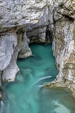 River course in canyon, gorge, Soca, Triglav National Park, Slovenia, Europe