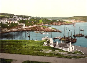 Dunmore, a popular tourist and fishing village in County Waterford, Ireland, c. 1890, Historic,