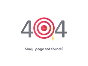 Error message with a target graphic and '404, Sorry page not found' text