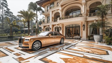 Lifestyle of the beautiful and rich with luxury villas and luxury cars, ai generated, AI generated