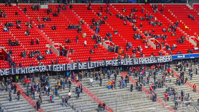 Banner in honour of Franz Beckenbauer in the south curve, funeral service of FC Bayern Munich for