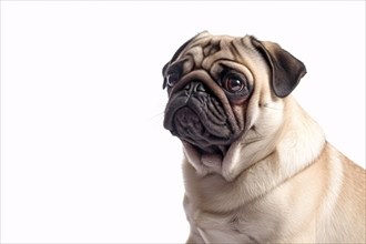 Pug dog in front of white background. KI generiert, generiert AI generated