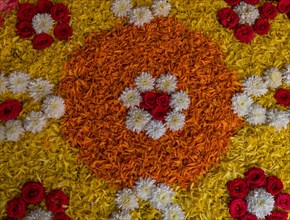 Aththapoovu or flower arrangement, Tamil Nadu, India, Asia