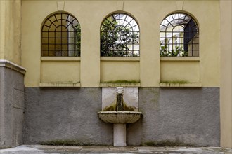 Drinking fountain in Piazetta Giuseppe Craffonara, Riva del Garda, Lake Garda North, Trento,