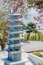Concrete pagoda in coastal nature park in Goseong, South Korea, Asia