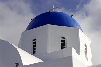 White churches with blue domes, Ia, Oia, Santorini, Greece, Europe