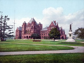 Parliament building, Toronto, Canada, 1890, Historic, digitally restored reproduction from a 19th