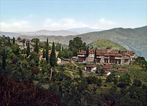 The monastery of Agia Lavra, near Kalavryta, Achaea, Greece, 1890, Historic, digitally restored