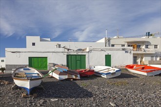 Boats in the fishing village of Pozo Negro, Fuerteventura, Canary Island, Spain, Europe
