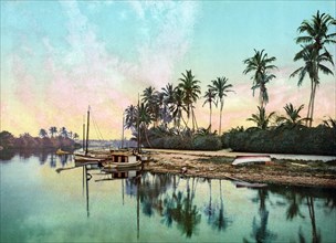 The Miami River, Florida, United States, 1890, Historic, digitally restored reproduction from a