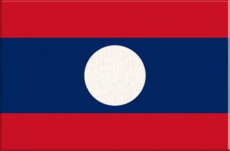 Flag of Laos. Laotian flag on fabric surface. Fabric Texture. Lao People Democratic Republic. Lao