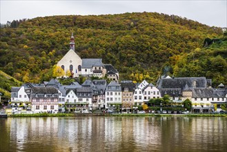 Autumnal forest and picturesque village, Beilstein, Moselle, Rhineland-Palatinate, Germany, Europe