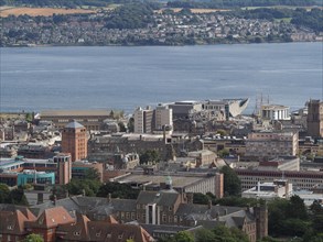 Aerial view of Dundee from Law hill, Scotland, United Kingdom, Europe