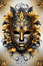 Handmade delicate carnival Venetian mask over solid background, mardi grass tradition ai generated,