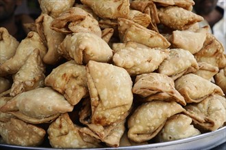 Dumplings, street bazaar, Udaipur, Rajasthan, India, Asia