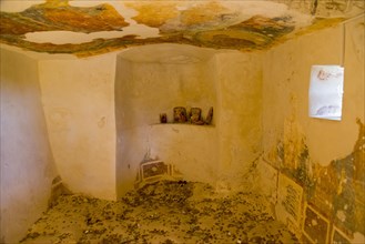 An abandoned room with decaying frescoes, Aladja Monastery, Aladja Monastery, Aladzha Monastery,