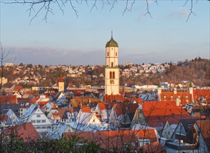The town centre of Biberach an der Riss with Ulm Gate in the background, Biberach an der Riss,