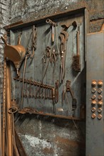Tool board in the bronze powder production room in a metal powder mill, founded around 1900,