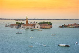 Aerial view of the island with the church of San Giorgio Maggiore, view from the Bell Tower