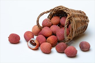 Lychee, lychees in baskets