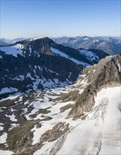Mountain panorama, glacier remains of Skalabreen, view from the summit of Skala, Loen, Norway,