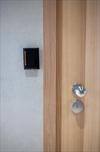 Modern Entrance Door with Electronic Security System to the Office Room in Switzerland