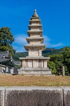 Five story pagoda at Buddhist temple in Gimje-si, South Korea, Asia