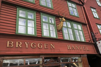 Historic Hanseatic League wooden buildings Bryggen area, Bergen, Norway UNESCO World Cultural
