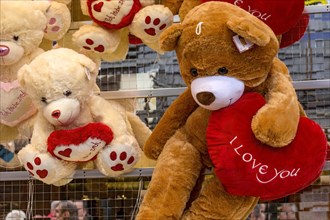 Teddy bears, cuddly toys with heart, I love you, I love you, prizes, raffle prizes, lucky draw,