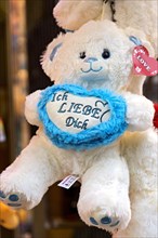 Teddy bear, plush toy with heart, light blue, I love you, prizes, raffle prizes, lucky draw,