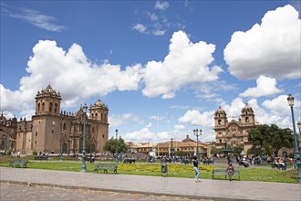 Plaza de Armas in the historic centre of Cusco, on the left the Cathedral of Cusco or Cathedral