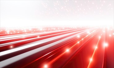 Abstract background of speed motion on the road with bokeh. red energy lines AI generated